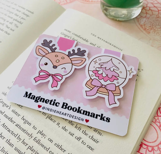 Deer & Snowglobe Magnetic Bookmarks